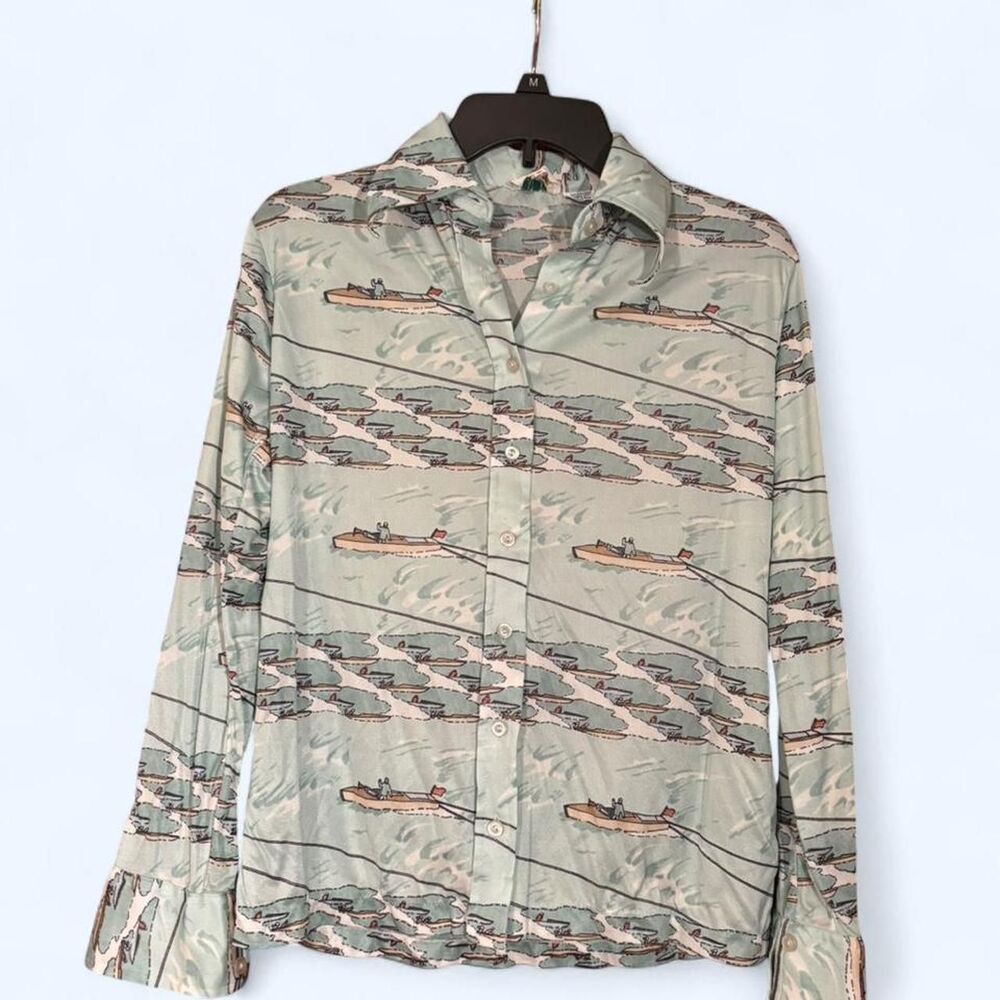 Vintage 1970s Helen Sue Fish-Printed Shirt - Small